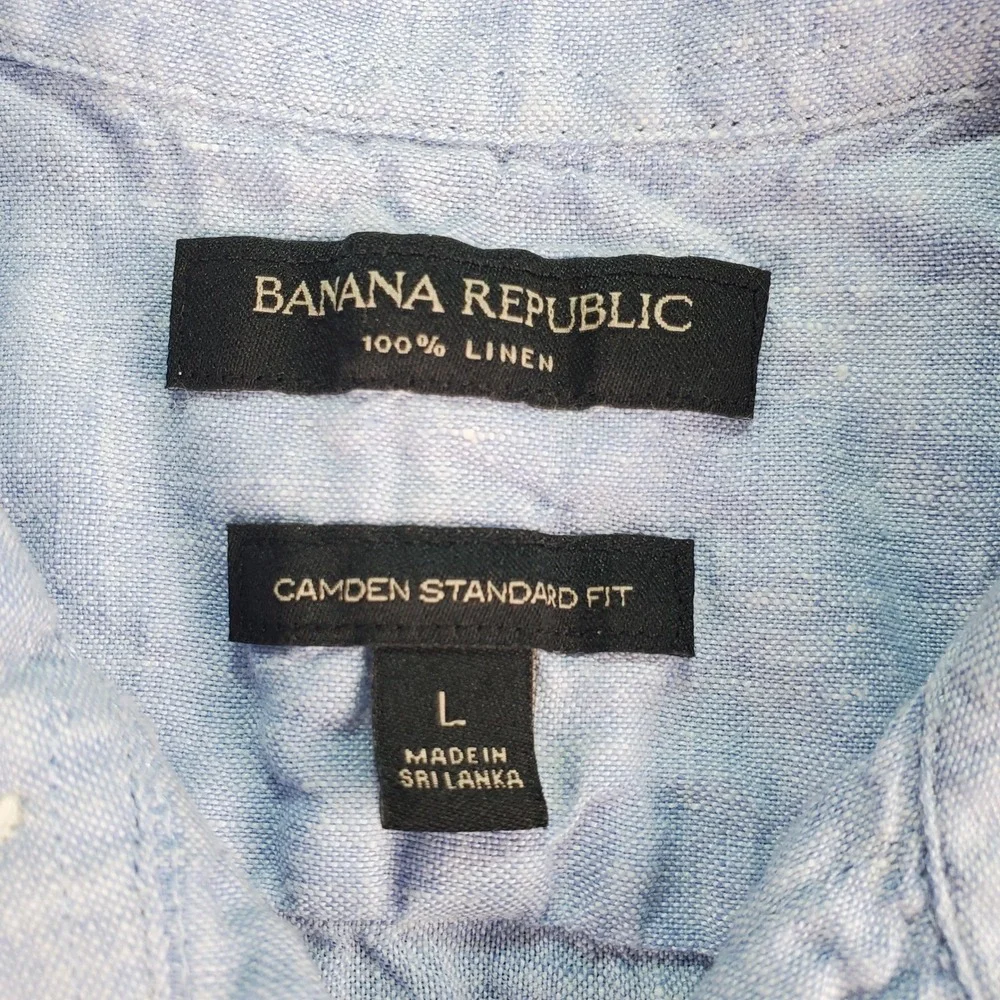 Banana Republic Camden Standard Fit Blue Short Sleeve Button Up Shirt Men‎ L